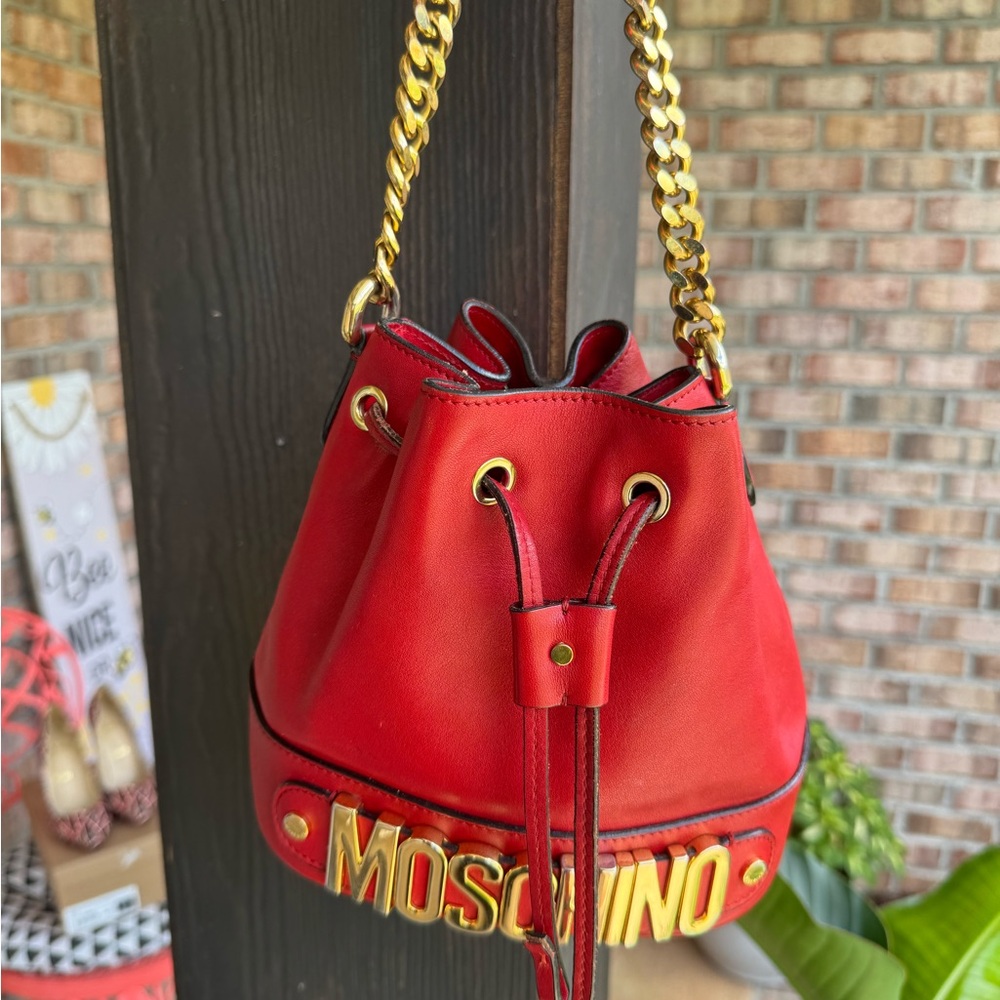 Moschino Red Bucket Bag